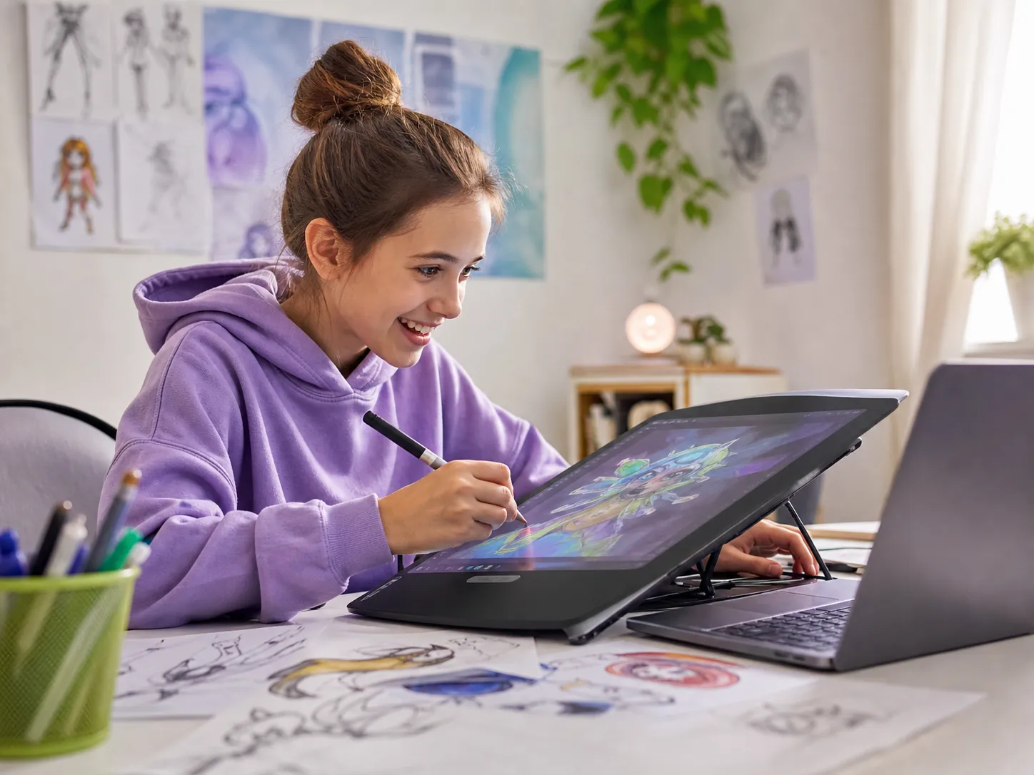 Девочка создаёт собственный цифровой проект